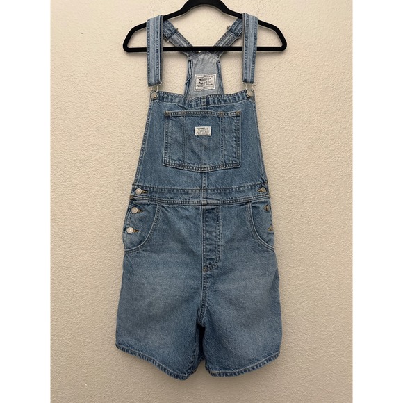 Levi's Denim - Levi's Womens Medium Denim Shortalls Blue Bib Overall Shorts Adjustable Cotton